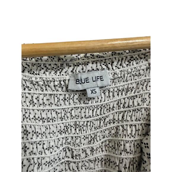 Blue Life Zamar Tie Shoulder Smocked Cropped Tank Top Ruffle Trim Size XS - Picture 6 of 7